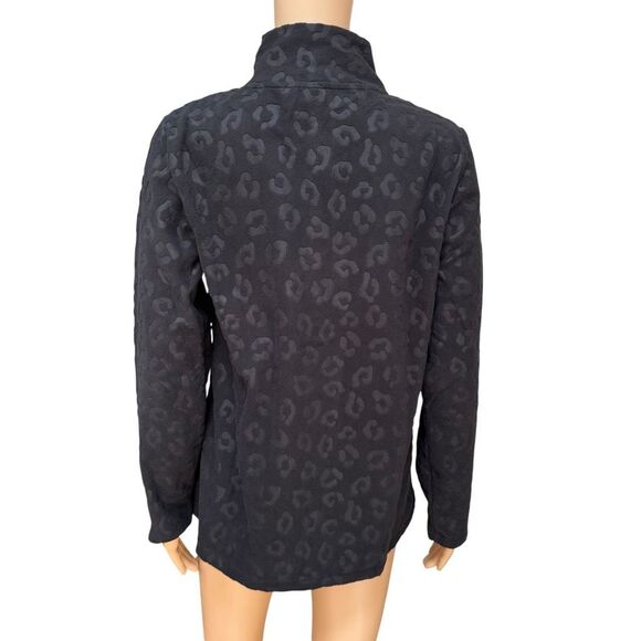 Comfort Code Women's Leopard-Embossed Fleece Quarter Zip Pullover Black XS NWT - Picture 4 of 8